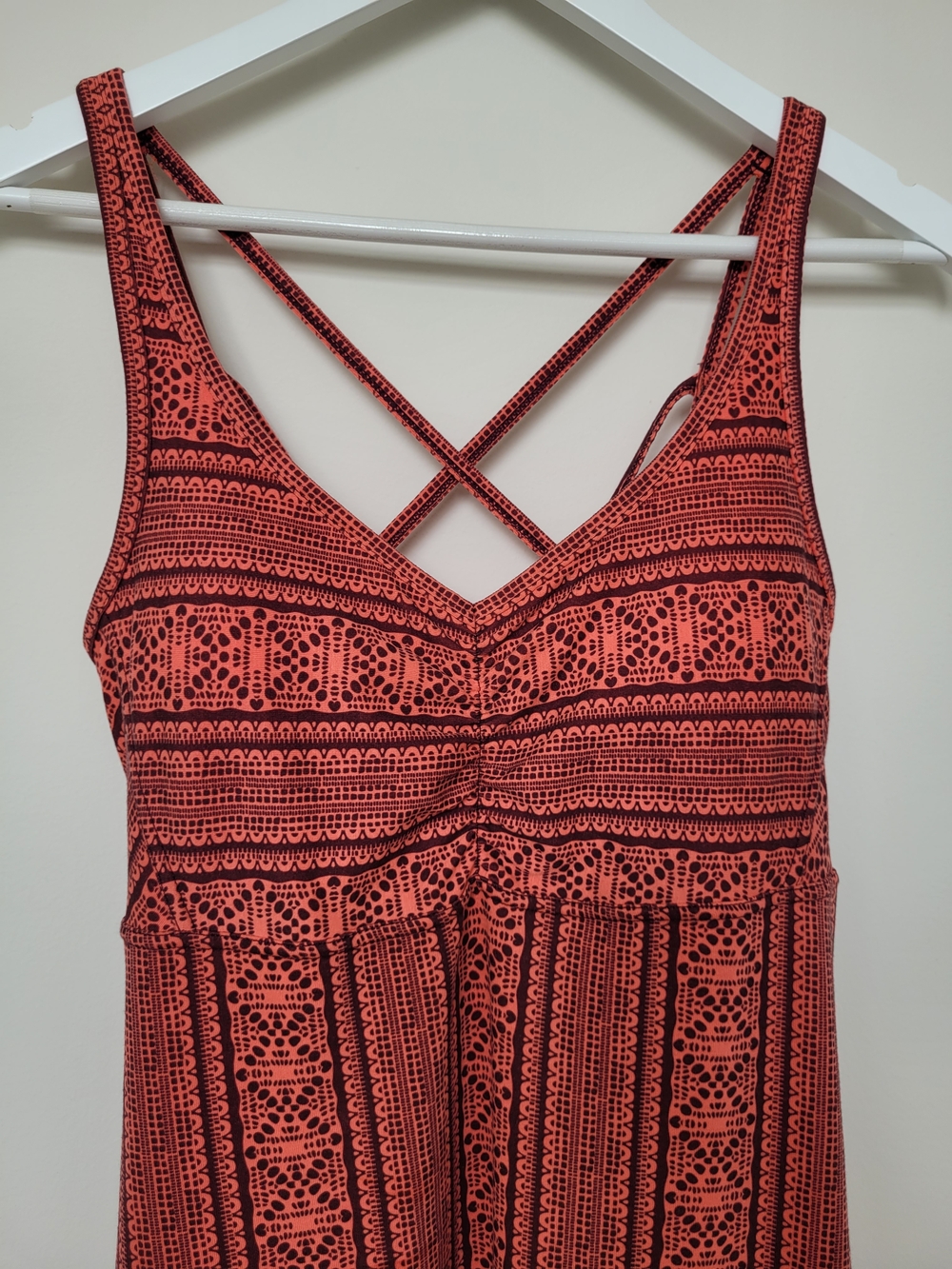 Prana Rebecca Coral Strappy Midi Dress with Geometric Print Size Medium - Picture 4 of 10